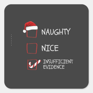 Nice Naughty Insufficient Evidence Santa Christmas Square Sticker