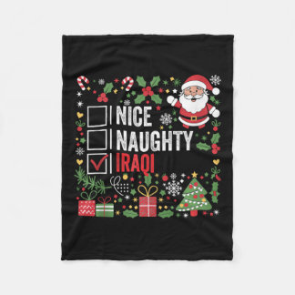 Nice Naughty Iraqi Christmas Santa Claus Iraq Fleece Blanket