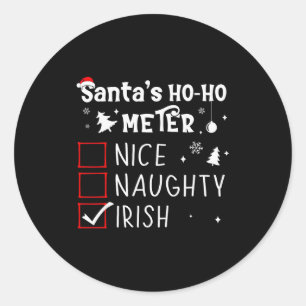 Nice Naughty Irish Christmas List Santa Claus Iris Classic Round Sticker