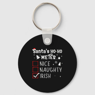 Nice Naughty Irish Christmas List Santa Claus Iris Keychain