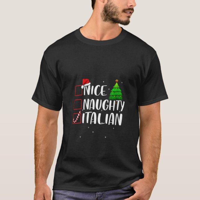Nice Naughty Italian Christmas Matching Top V Neck (Front)