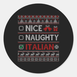 Nice Naughty Italian Funny Christmas Family Matchi Classic Round Sticker