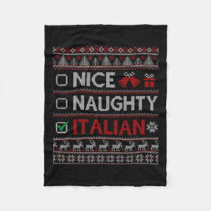Nice Naughty Italian Funny Christmas Family Matchi Fleece Blanket
