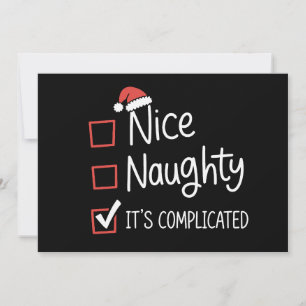 Nice Naughty It's Complicated Christmas List Santa Holiday Card