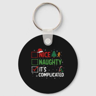 Nice Naughty Its Complicated Christmas List Santa Keychain