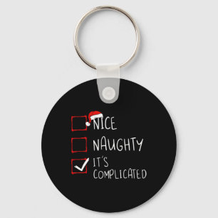Nice Naughty It's Complicated Christmas List Santa Keychain