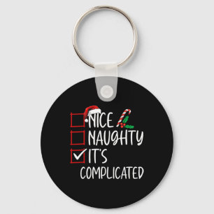 Nice Naughty Its Complicated Christmas List Santa Keychain