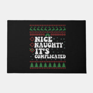 Nice Naughty It's Complicated Funny Ugly Xmas Gift Doormat