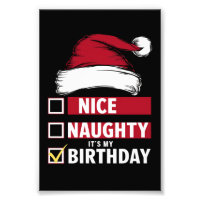 Nice Naughty It's My Birthday Christmas List Santa