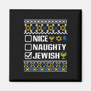 Nice Naughty Jewish Hanukkah Chanukah Jewish Sweat Magnet
