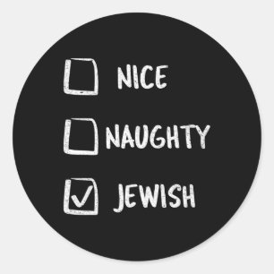 Nice Naughty Jewish Hanukkah Gift Christmas Classic Round Sticker