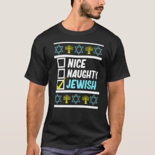 Nice Naughty Jewish Hanukkah Jew Family Men Women  T-Shirt