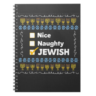 Nice Naughty Jewish Hanukkah Ugly Sweater Notebook