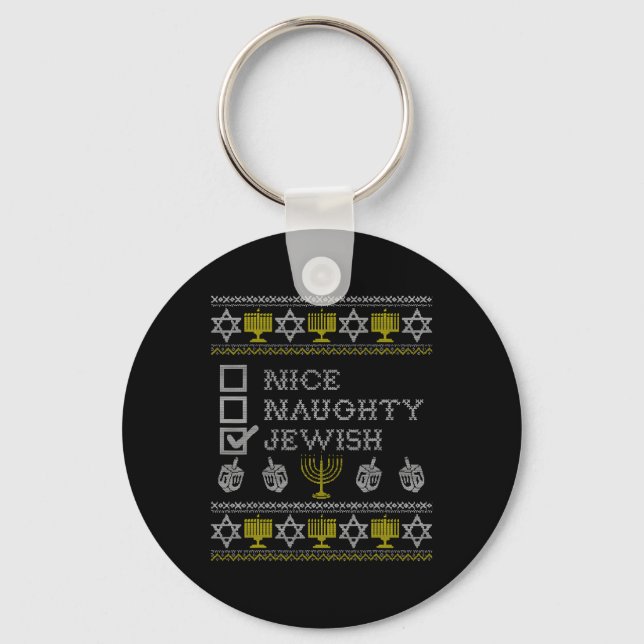 Nice Naughty Jewish  Keychain (Front)