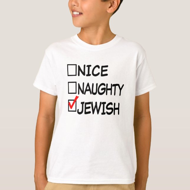 Nice Naughty Jewish Shirt Funny Hanukkah T-shirt (Front)