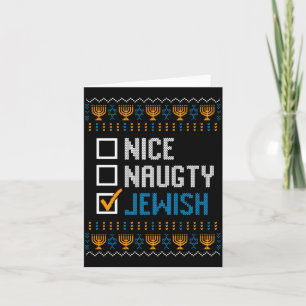 Nice Naughty Jewish Ugly Christmas Sweater Funny H Card