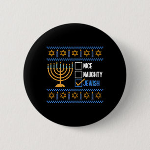 Nice Naughty Jewish Ugly Hanukkah - Hanukkah 2 Inch Round Button