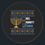 Nice Naughty Jewish Ugly Hanukkah - Hanukkah  Classic Round Sticker<br><div class="desc">Nice Naughty Jewish Ugly Hanukkah - Hanukkah</div>