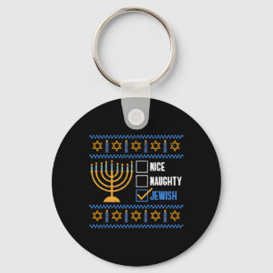 Nice Naughty Jewish Ugly Hanukkah - Hanukkah  Keychain