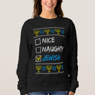 Nice Naughty Jewish Ugly Hanukkah Sweater Chanukah