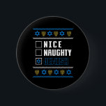 Nice Naughty Jewish Ugly Hanukkah Sweater Chanukah 2 Inch Round Button<br><div class="desc">Nice Naughty Jewish Ugly Hanukkah Sweater Chanukah Jew 1</div>