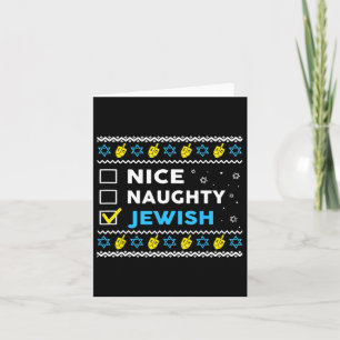 Nice Naughty Jewish Ugly Hanukkah Sweater Chanukah Card