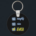 Nice Naughty Jewish Ugly Hanukkah Sweater Chanukah Keychain<br><div class="desc">Nice Naughty Jewish Ugly Hanukkah Sweater Chanukah Funny</div>