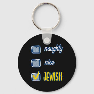Nice Naughty Jewish Ugly Hanukkah Sweater Chanukah Keychain