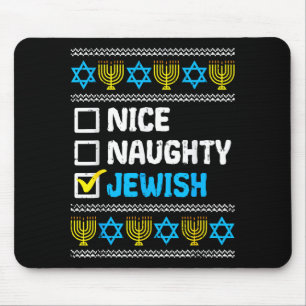 Nice Naughty Jewish Ugly Hanukkah Sweater Chanukah Mouse Pad