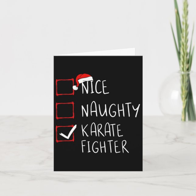Nice Naughty Karate Fighter List Christmas Santa C Card (Front)