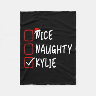 Nice Naughty Kylie Personalized Name Christmas Che Fleece Blanket