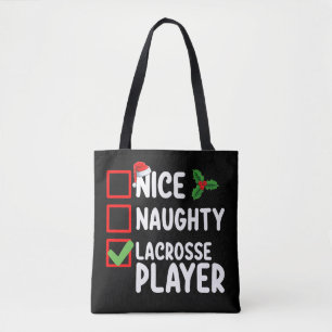 Nice Naughty Lacrosse Player Christmas List Tote Bag