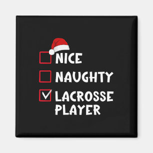 Nice Naughty Lacrosse Player List Christmas Santa  Magnet