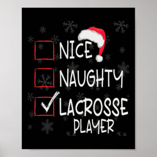 Nice Naughty Lacrosse Player List Christmas Santa  Poster