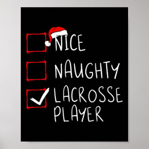 Nice Naughty Lacrosse Player List Christmas Santa Poster
