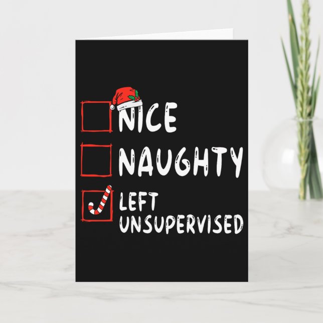 Nice Naughty Left Unsupervised Christmas List Fami Card (Front)