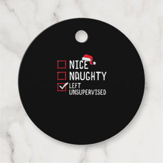 Nice Naughty Left Unsupervised Christmas List Favour Tags