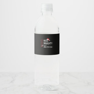 Nice Naughty Left Unsupervised Christmas List Water Bottle Label