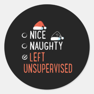 Nice Naughty Left Unsupervised Santa's List Christ Classic Round Sticker