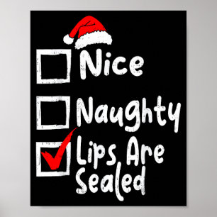 Nice Naughty Lips Funny Christmas List Family Matc Poster