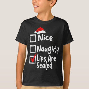 Nice Naughty Lips Funny Christmas List Family Matc T-Shirt