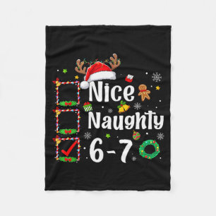 Nice Naughty List 67 Christmas Brainrot Funny 6-7 Fleece Blanket