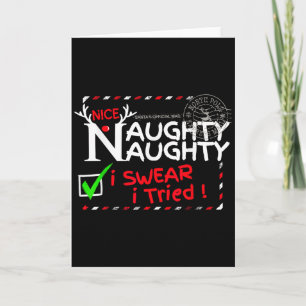 Nice Naughty List I Swear I Tried Christmas Pajama Card