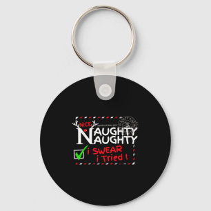 Nice Naughty List I Swear I Tried Christmas Pajama Keychain