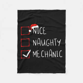 Nice Naughty Mechanic Christmas List Xmas Santa Cl Fleece Blanket