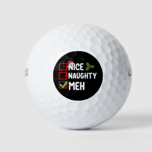 Nice Naughty Meh Funny Christmas List Holiday Golf Balls