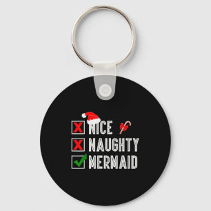 Nice Naughty Mermaid Merry Christmas Santa Claus X Keychain