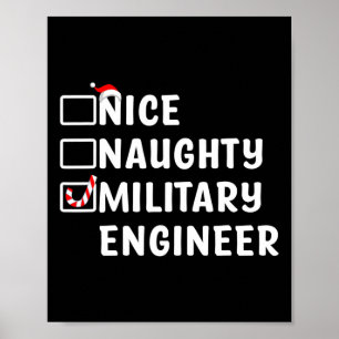 Nice Naughty Military Engineer Funny Christmas Eng Poster
