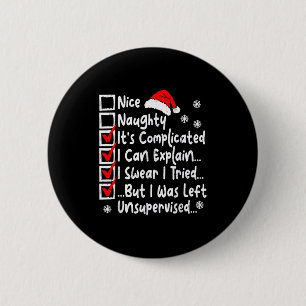 Nice Naughty Multi Checklist Funny Christmas List 2 Inch Round Button