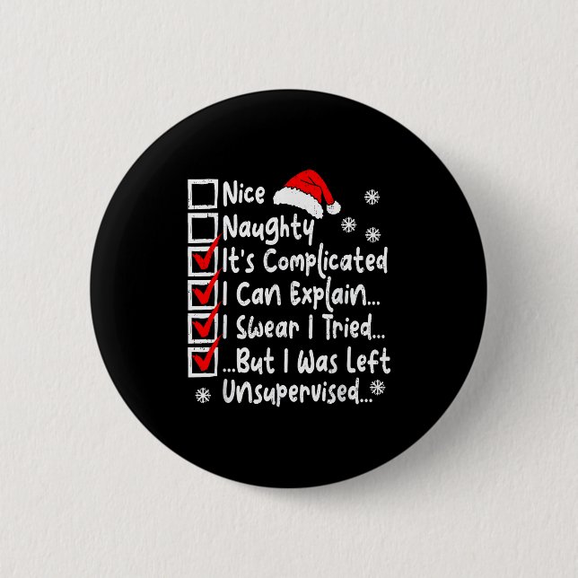 Nice Naughty Multi Checklist Funny Christmas List  2 Inch Round Button (Front)